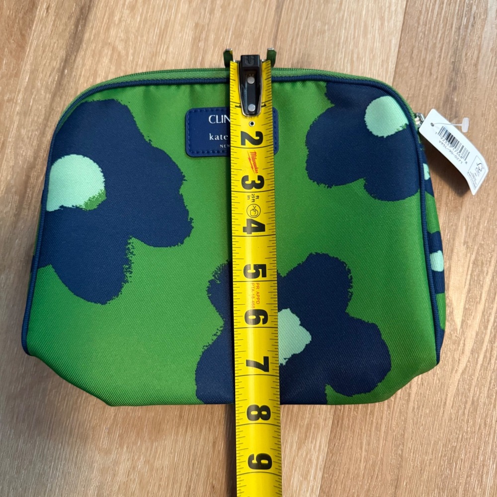 Clinique x Kate Spade New York Floral Makeup Bag Green Navy Cosmetic Pouch NWT - Picture 4 of 4
